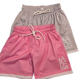 MADE HOOPS Mesh Basketball Shorts Pink Grey Size S Set of 2